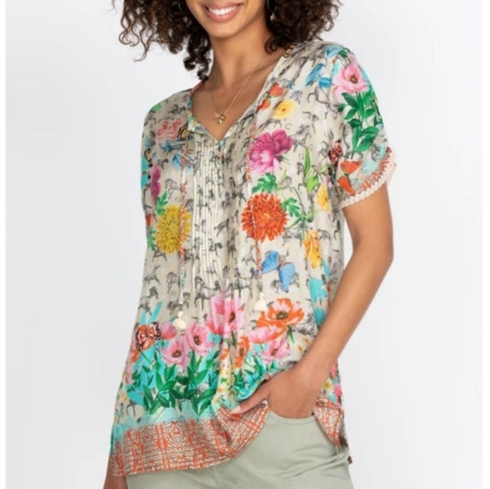 Johnny Was Lace Garden Mai Silk Tunic S - Picture 16 of 16